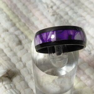 New, 8 mm Black Stainless Steel Band Purple/Cream, Available in sizes 10,12,13